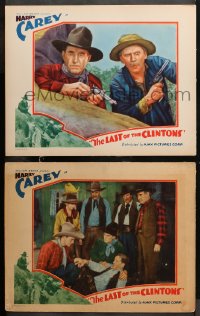 5t0738 LAST OF THE CLINTONS 2 LCs 1935 great images of western cowboy Harry Carey in action!