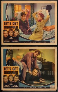 5t0739 LET'S GET MARRIED 2 LCs 1937 w/image of Ida Lupino & Ralph Bellamy having a pillow fight!