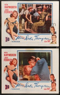 5t0751 MISS SADIE THOMPSON 2 3D LCs 1954 great images of Aldo Ray with sexy prostitute Rita Hayworth!