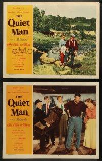 5t0766 QUIET MAN 2 LCs R1957 both with John Wayne & bride Maureen O'Hara, John Ford classic!