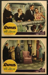 5t0767 RAFFLES 2 LCs 1939 great images of jewel thief David Niven & pretty Olivia de Havilland!