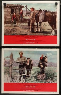 5t0773 SHANE 2 LCs R1966 most classic western, great images of Alan Ladd, Van Heflin, De Wilde!