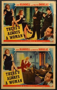 5t0779 THERE'S ALWAYS A WOMAN 2 LCs 1938 great images of Joan Blondell, Melvyn Douglas & Mary Astor!