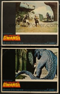 5t0788 VALLEY OF GWANGI 2 LCs 1969 Ray Harryhausen, FX images of cowboys and fighting dinosaurs!
