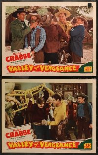 5t0789 VALLEY OF VENGEANCE 2 LCs 1944 tough cowboy Buster Crabbe & Al Fuzzy St John in western action!