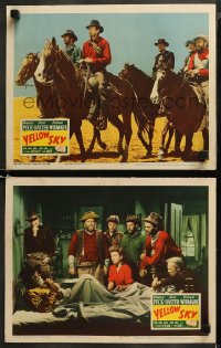 5t0797 YELLOW SKY 2 LCs R1952 great images of Gregory Peck & Anne Baxter, Richard Widmark!