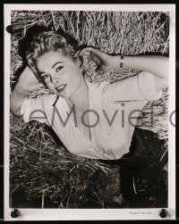 5t1562 MARTHA HYER 2 8x10 stills 1950s sexy pose in hay and full-length in gorgeous black dress!