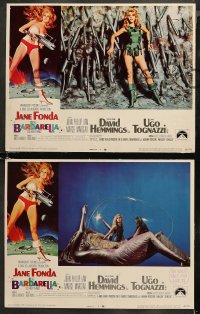 5t0046 BARBARELLA 8 LCs 1968 sexy sci-fi images of Jane Fonda, Roger Vadim directed, complete set!