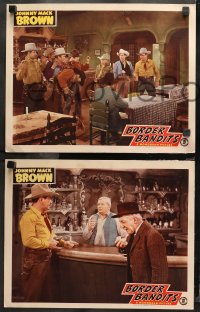 5t0578 BORDER BANDITS 3 LCs 1946 cowboy Johnny Mack Brown, Raymond Hatton & pretty Rosa del Rosario!