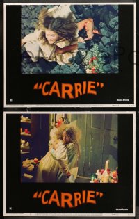 5t0458 CARRIE 5 LCs 1976 Stephen King, Sissy Spacek & crazy mother Piper Laurie, with spoiler!