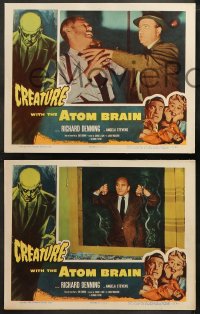 5t0087 CREATURE WITH THE ATOM BRAIN 8 LCs 1955 Richard Denning, Launer is a dead man stalking prey!