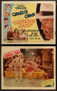 5t0090 DANGEROUS MONEY 8 LCs 1946 Victor Sen Yung, Sidney Toler as Charlie Chan, rare complete set!