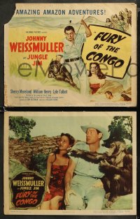 5t0128 FURY OF THE CONGO 8 LCs 1951 great images of Johnny Weissmuller as Jungle Jim!