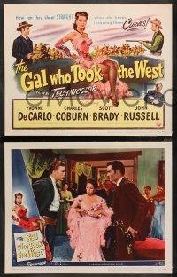5t0129 GAL WHO TOOK THE WEST 8 LCs 1949 images of sexy Yvonne De Carlo, Scott Brady, John Russell!