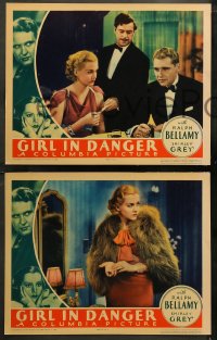 5t0421 GIRL IN DANGER 6 LCs 1934 outlaw Ralph Bellamy & society heiress Shirley Grey, very rare!