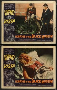 5t0143 HORRORS OF THE BLACK MUSEUM 8 LCs 1959 June Cunningham in bed has FEAR beyond belief!