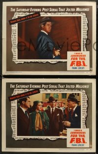 5t0616 I WAS A COMMUNIST FOR THE FBI 3 LCs 1951 images of Frank Lovejoy in a red scare film noir!