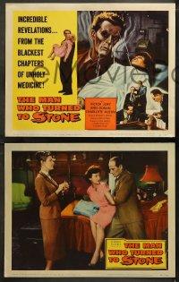5t0186 MAN WHO TURNED TO STONE 8 LCs 1957 Victor Jory practices unholy medicine, cool horror images!