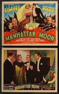 5t0189 MANHATTAN MOON 8 LCs 1935 Ricardo Cortez, Golden Voiced radio star Dorothy Page, ultra rare!