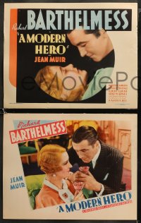 5t0195 MODERN HERO 8 LCs 1934 G.W. Pabst directed, Barthelmess, Muir, ultra rare complete set!