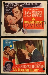 5t0203 MY FOOLISH HEART 8 LCs 1950 Susan Hayward glaring at Kent Smith, written by J.D. Salinger!
