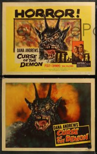 5t0209 NIGHT OF THE DEMON 8 LCs 1957 Tourneur's monster from Hell, Curse of the Demon, complete set!
