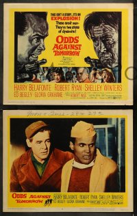 5t0212 ODDS AGAINST TOMORROW 8 LCs 1959 art of Harry Belafonte & Robert Ryan with guns, Robert Wise!