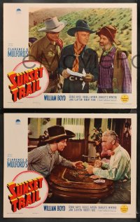 5t0304 SUNSET TRAIL 8 LCs 1938 cowboy William Boyd as Hopalong Cassidy, ultra rare complete set!