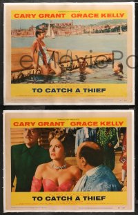5t0657 TO CATCH A THIEF 3 linen LCs 1955 Alfred Hitchcock, Cary Grant, Grace Kelley, Brigitte Auber!