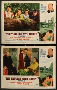 5t0658 TROUBLE WITH HARRY 3 LCs R1963 Alfred Hitchcock mystery, Shirley MacLaine and cast!
