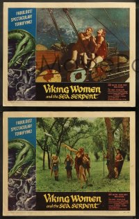 5t0341 VIKING WOMEN & THE SEA SERPENT 8 LCs 1958 Roger Corman, border art by Reynold Brown!