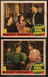 5t0566 YOUNG TOM EDISON 4 LCs 1940s great images of dedicated young inventor Mickey Rooney!