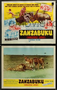 5t0357 ZANZABUKU 8 LCs 1956 Dangerous Safari, cool images of African natives & wildlife!