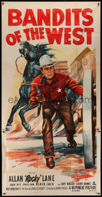 5w0035 BANDITS OF THE WEST 3sh 1953 Allan Rocky Lane & his stallion Black Jack, cool western art!