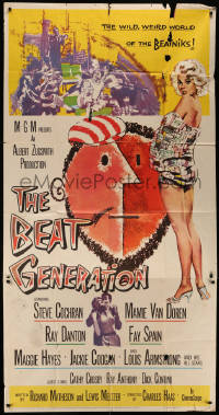 5w0037 BEAT GENERATION 3sh 1959 full-length artwork of sexy Mamie Van Doren & beatnik!