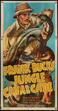 5w0075 JUNGLE CAVALCADE 3sh 1941 cool art of Frank Buck fighitng gigantic African snake, very rare!
