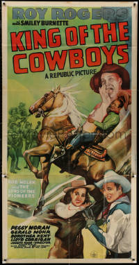 5w0078 KING OF THE COWBOYS 3sh 1943 great art of Roy Rogers, Trigger, Smiley Burnette & Peggy Moran!