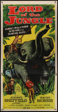 5w0083 LORD OF THE JUNGLE 3sh 1955 Johnny Sheffield as Bomba the Jungle Boy with elephant!