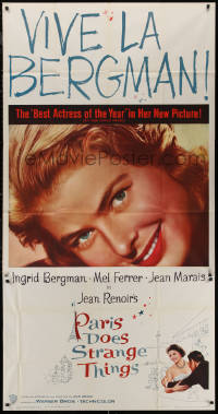 5w0098 PARIS DOES STRANGE THINGS 3sh 1957 Jean Renoir's Elena et les hommes, c/u of Ingrid Bergman!