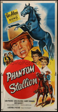 5w0100 PHANTOM STALLION 3sh 1954 great art of Arizona Cowboy Rex Allen & Koko the Miracle Horse!