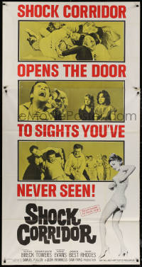 5w0111 SHOCK CORRIDOR 3sh 1963 Sam Fuller's masterpiece that exposed psychiatric treatment!