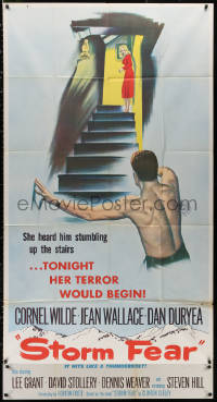 5w0124 STORM FEAR INCOMPLETE 3sh 1956 Cornel Wilde, Jean Wallace, tonight her terror would begin!