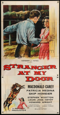 5w0126 STRANGER AT MY DOOR 3sh 1956 preacher MacDonald Carey's faith can't save this killer!