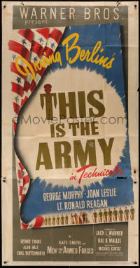 5w0133 THIS IS THE ARMY 3sh 1943 Irving Berlin musical, cool patriotic design, ultra rare!