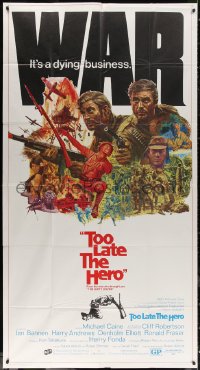 5w0136 TOO LATE THE HERO 3sh 1970 Robert Aldrich, cool art of Michael Caine & Cliff Robertson, WWII!