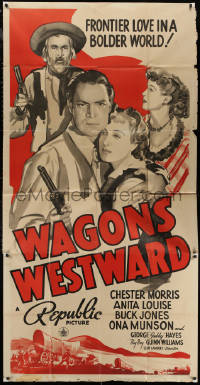 5w0141 WAGONS WESTWARD 3sh 1940 Chester Morris & pretty bar girl Anita Louise, frontier love, rare!