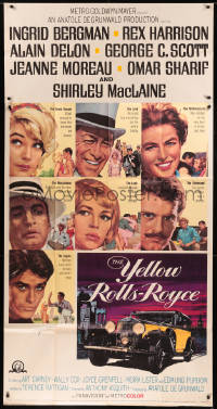 5w0145 YELLOW ROLLS-ROYCE 3sh 1965 Ingrid Bergman, Alain Delon, Howard Terpning art of car & stars!