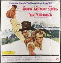 5w0015 PAINT YOUR WAGON int'l 6sh 1969 Ron Lesser art of Clint Eastwood, Lee Marvin & Jean Seberg!