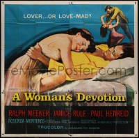 5w0021 WOMAN'S DEVOTION 6sh 1956 artwork of Paul Henreid & Janice Rule, lover... or love-mad!