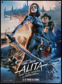 5w0881 ALITA: BATTLE ANGEL teaser French 1p 2019 cool cast montage with the CGI cyborg character!